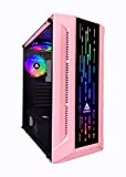 Apevia Matrix-PK Mid Tower Gaming Case with 1 x Tempered Glass Panel, Top USB3.0/USB2.0/Audio Ports, 4 x RGB Fans, Pink Frame