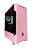 Apevia ENZO-PK Mid Tower Gaming Case with 1 x Tempered Glass Panel, Top USB3.0/USB2.0/Audio Ports, 1 x Black/White Fan, Pink Frame