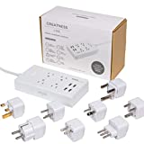 GR-8 Power Compact & Slim Travel Charging Station - International Power Adapter - Surge Protector - Power Strip with 4 Intelligent USB - Free Bonus Included