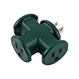 Philips Accessories T-Shaped 3-Outlet Extender, 3-Prong Power Extender, Outdoor Grounded Wall Tap Adapter, Heavy Duty, for Inside or Outside, UL Listed, Green, SPS1630G/37, 1 Pack