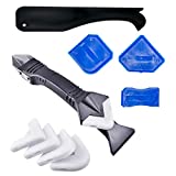 YOBZUO 3 in 1 Silicone Caulking Toolsstainless steelhead, Sealant Finishing Tool Grout Scraper, Reuse and Replace 5 Silicone Pads, Great Tools for Kitchen Bathroom Window, Sink Joint