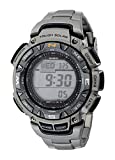 Casio Men's PAG240T-7CR Pathfinder Triple-Sensor Stainless Steel Watch with Titanium Bracelet