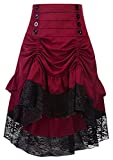 Alivila.Y Fashion Womens Steampunk Skirt Victorian High Low Dress 31706-Red-XL