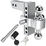 YITAMOTOR Adjustable Trailer Hitch Ball Mount, 2.5-Inch Receiver, 6-Inch Drop, 6-Inch Rise, 2-Inch and 2-5/16-Inch Dual Towing Balls with Double Pin Key Locks