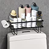 Bathroom Organizer Over Toilet, Zimso Over The Toilet Storage Bathroom Shelves, Bathroom Organizer, Bathroom Shelf Over Toilet, No Drilling Required, with Toilet Paper Holder (Black, Single Layer)