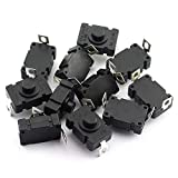 RuiLing 10pcs Self-Lock Push Button Switch KAN-28 for Flashlight SMD Type ON-Off Mini Switch (Bent Pin with Hole)