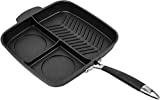 MasterPan Non-Stick 3 Section Meal Skillet, 11", Black