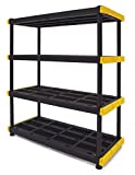 Original Black & Yellow 4-Tier Storage Shelving Unit, Indoor/Outdoor, Heavy Duty Storage Shelving Unit (55H x 48W x 20D)