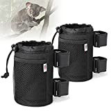 Kemimoto Cup Holder, Roll Bar Cup Holder for Bike UTVs Wheelchair Scooter Walker Rollator and Boat Cup Drink Holder with Mesh Pockets and Sticky Straps
