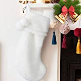 O-heart 23" Large Faux Fur Christmas Stockings, Soft Snowy White Xmas Fireplace Stocking for Christmas Holiday Party Decorations