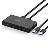 UGREEN USB 3.0 Switch Selector 2 Computers Share 4 USB 3.0 Ports KVM Switcher USB for PC Laptop Keyboard Mouse Printer Scanner One Button Switch Adapter with 2 Pack USB 3.0 Cables