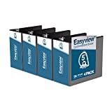 EasyView Premium Angled D-Ring 5-Inch Binders, Customizable 3-Ring Binders for School, Work, or Home, Pack of 4, Black