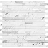 DICOFUN 10-Sheet Peel and Stick Backsplash Tile, Faux White Marble Look PVC Mixed Metal Stick on Backsplash Tiles for Kitchen, 9.4 sq.ft