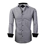 SAMERM Mens Printed Dress Shirts Easy Care Regular Fit Long Sleeve Casual Button Down Shirt for Men (Print02,L)