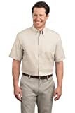 Port Authority - Short Sleeve Easy Care Shirt. - Light Stone/Classic Navy - XL