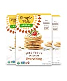 Simple Mills Organic Seed Crackers, Everything, Gluten Free, Flax Seed, Sunflower Seeds, Corn Free, Low-Calorie Snacks, Plant Based, Nutrient Dense, 4.25oz, 3 Count