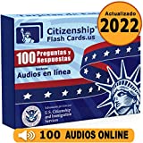 Us Citizenship Test Study Guide 2022, Ciudadania Americana 2022 en Español. Spanish and English. 100 Flash Cards and Audios Online