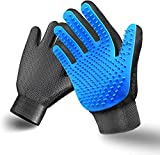 STARROAD-TIM Pet Grooming Glove Hair Remover Brush Gentle Deshedding Efficient Pet Mitt Pet Massage Gloves Left & Right Hand Draw Dog Cat Horse Long Short Fur (1Pair Left & Right Hand (Blue))