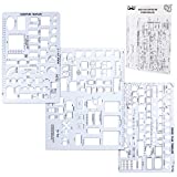 Mr. Pen- House Plan, Interior Design and Furniture Templates, Drafting Tools and Ruler Shapes for Architecture - Set of 3