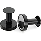 Mavoro Strong Magnetic Hooks for Hanging Coats and Bags. Set of 2 Black Magnet Hooks Heavy Duty Magnets, Neodymium 52 Rare Earth Magnets. Push Pin Style Magnet Hook for Refrigerator, Locker etc