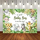 Lofaris Safari Baby Shower Backdrop for Photography Jungle Animals Baby Shower Background Newborn Baby Party Decorations for Boy Cake Table Banner 7x5ft