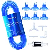 Wanhork 3/16" Professional Flexible Airline Tubing Standard Aquarium Air Pump Accessories with Check Valves, Suction Cups and Connectors, 20 Feet (Clear-Blue)