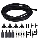 JIH Aquarium Air Pump Accessories Set -25 Feet Airline Tubing Black Standard, Air Stones,Check Valves, Suction Cups and Connectors