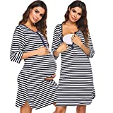 Ekouaer Women Maternity Dress Birthing Gown Labor and Delivery Nursing Nightgown for Breastfeeding Nightshirt Sleepwear