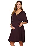 Ekouaer 3 in 1 Delivery/Labor/Nursing Nightgown Women's Maternity Hospital Gown for Delivery Breastfeeding Deep Red