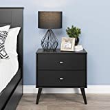 Prepac Milo Mid Century Modern Nightstand, 2-Drawer, Black