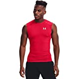 Under Armour Men's Armour HeatGear Compression Sleeveless T-Shirt , Red (600)/White , X-Large