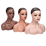 Realistic Female Mannequin Head with Shoulders for Display - Manikin Head with Shoulder for Wig/Jewelry/Makeup/Hat/Sunglass Display (Dark Brown)