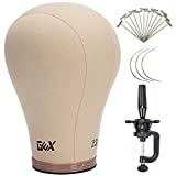GEX 20"-24" Cork Canvas Block Head Mannequin Head Wig Display Styling Head With Mount Hole (22")