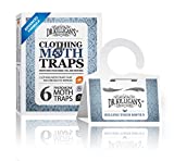Dr. Killigan's Premium Clothing Moth Traps with Pheromones Prime | 6-Pack Non-Toxic Clothes Moth Trap with Lure for Closets & Carpet | Moth Treatment & Prevention | Case Making & Web Spinning (White)