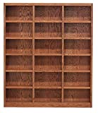 Traditional 84" Tall 18-Shelf Triple Wide Wood Bookcase in Dry Oak