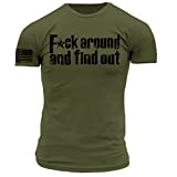 Fuck Around and Find Out Military Green Distressed Premium Athletic Fit T-Shirt (Military Green with Black Print Large)