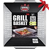Grill Basket - Grill Baskets for Outdoor Grill, Heavy Duty Stainless Steel Vegetable Grill Basket, Grilling Basket for Veggies - Grilling Gifts for Men - Grill Accessories for All Grills & Smokers