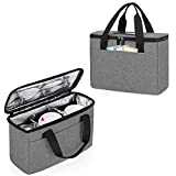 Trunab Reusable 3 Cups Drink Carrier for Delivery with Adjustable Dividers, Insulated Drink Caddy Holder Bag for Take Out, Beverages Carrier Tote with Handle for Outdoors,Patented Design, Grey