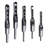 Woodworking Square Hole Drill Bits, Wood Mortising Chisel Set Wood Square Hole Mortising Chisel Drill Bits for Mortising Machines and Drill Press Attachments (5 Pcs)