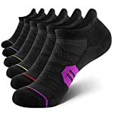 CelerSport 6 Pack Women's Ankle Running Socks Cushioned Low Cut Tab Athletic Socks, Black Mixed, Medium