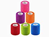 Transun Moo 6 Pack 2" x 5 Yards Self Adhesive Bandage Wrap Breathable Cohesive Vet Wrap for Pets, Elastic Self-Adherent Tape for Sports, Wrist, Ankle ( Mixed Colors)