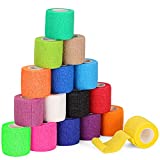 【16-Pack】 2”x 5 Yards Self Adhesive Bandage Wrap, Breathable Vet Wrap Cohesive Bandage First Aid for Pets, Athletic Elastic Self Adherent Wrap for Sports Injury: Wrist, Knee & Ankle Sprains（Rainbow）