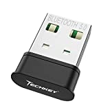 Bluetooth Adapter for PC，Techkey USB Mini Bluetooth 5.0 EDR Dongle for Computer Desktop Wireless Transfer for Laptop Bluetooth Headphones Headset Speakers Keyboard Mouse Printer Windows 10/8.1/8/7