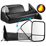 AUTOSAVER88 Towing Mirror Compatible with 2009-2017 Dodge Ram 1500 2500 3500 Pickup, Foldaway Power Heated LED Puddle Signals Tow Mirrors Pair Set with Ambient Temperature Sensor