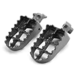 Krator Gray Foot Pegs Compatible with Honda/Kawasaki Motocross MX CRF50F, CRF100F, XR70R, XCRF100F, KLR650 and More! (1985-2013) Dirtbike Foot Rest Stomper Footpegs