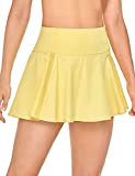 CRZ YOGA Women's Quick Dry High Waisted Tennis Skirt Pleated Sport Athletic Golf Skort with Pockets Lemon Vibe XX-Small