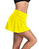 Rainbow Tree Tennis Skirts for Women Golf Skirt Tennis Skort Pleated with Side Inner Pockets Indoor Exercise,Runs Large Yellow