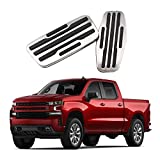 For Chevrolet Chevy Silverado Accessories 2019-2020 2021 Automatic Transmission Non-Slip Metal Rubber Brake Foot Car Gas Pedal Cover Trim 2pcs (Pedal)