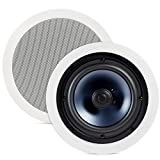 Polk Audio RC60i 2-way Premium In-Ceiling 6.5" Round-Speakers (Pair), Perfect -for Damp-and Humid Indoor/Outdoor Placement, (White, Paintable Grill)