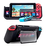 Protective Case for Nintendo Switch , Grip Case with 7 Storage Slots for Game Cards, Multi-Angle Adjustable Stand, Grip Cover with Shock-Absorption and Anti-Scratch Design